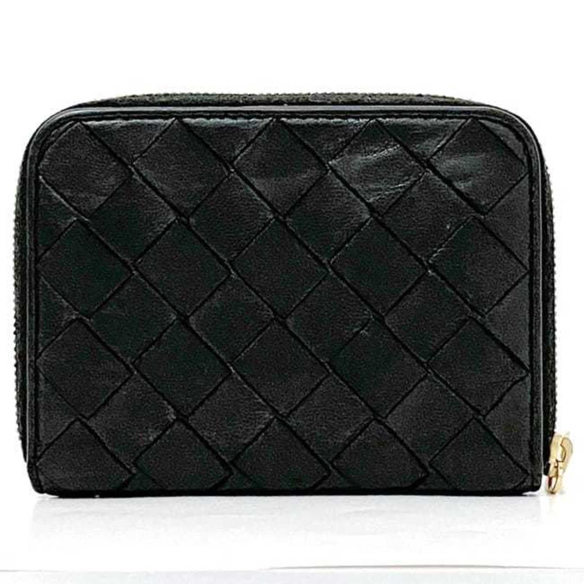 Bottega Veneta Black Leather Coin Purse/Coin Case (Pre-Owned)
