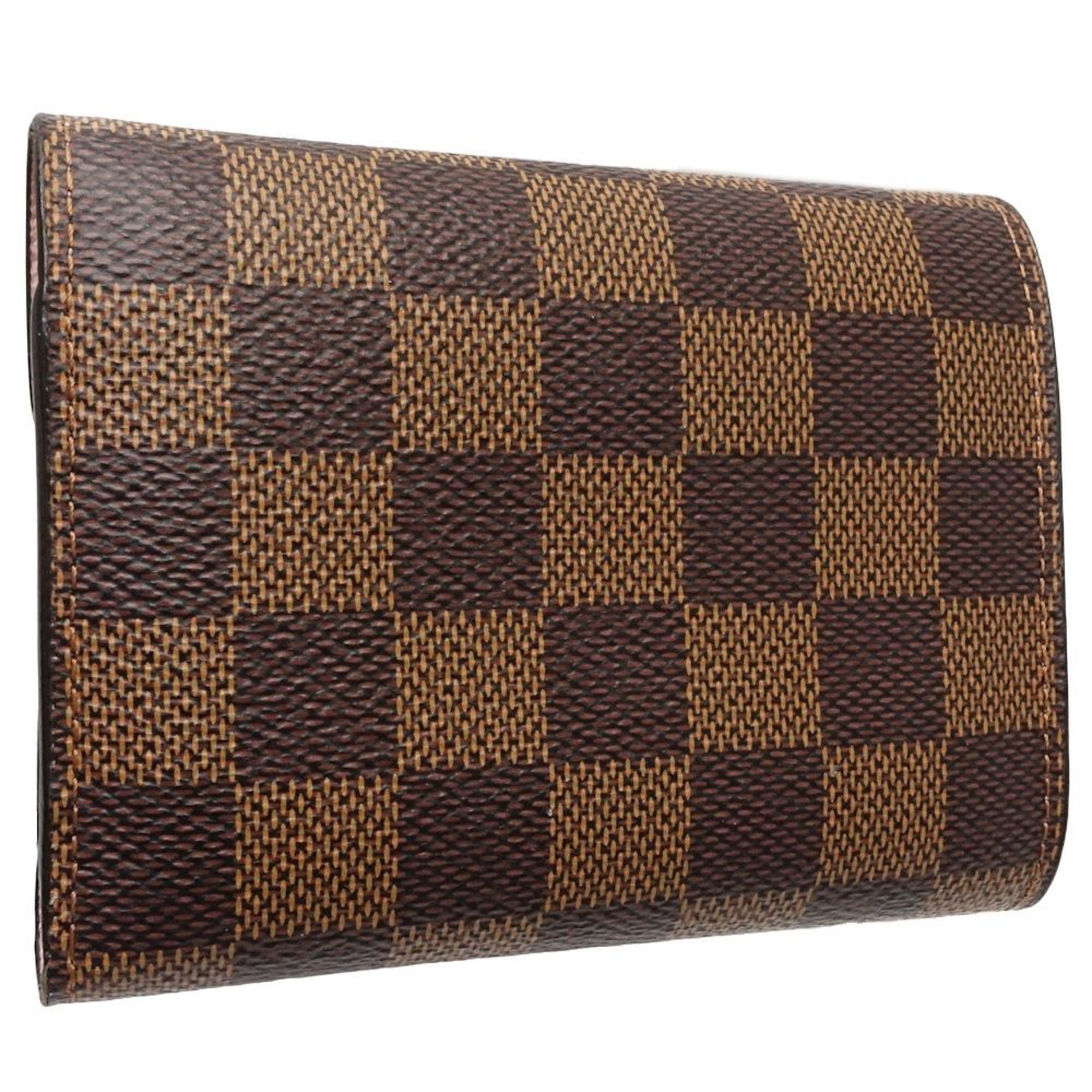Louis Vuitton Damier Canvas Ebene Rose Ballerine Canvas Wallet (Tri-Fold) (Pre-Owned)