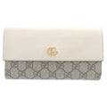 Gucci Beige Ivory Gg Canvas Leather Long Wallet (Bi-Fold) (Pre-Owned)
