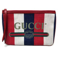 Gucci Red Color Canvas Leather Clutch Bag (Pre-Owned)