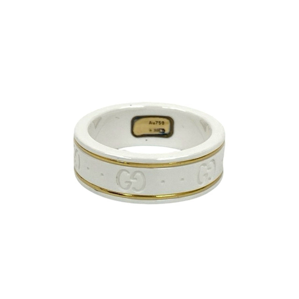 Gucci Gold White Ceramic Band Ring (Pre-Owned)