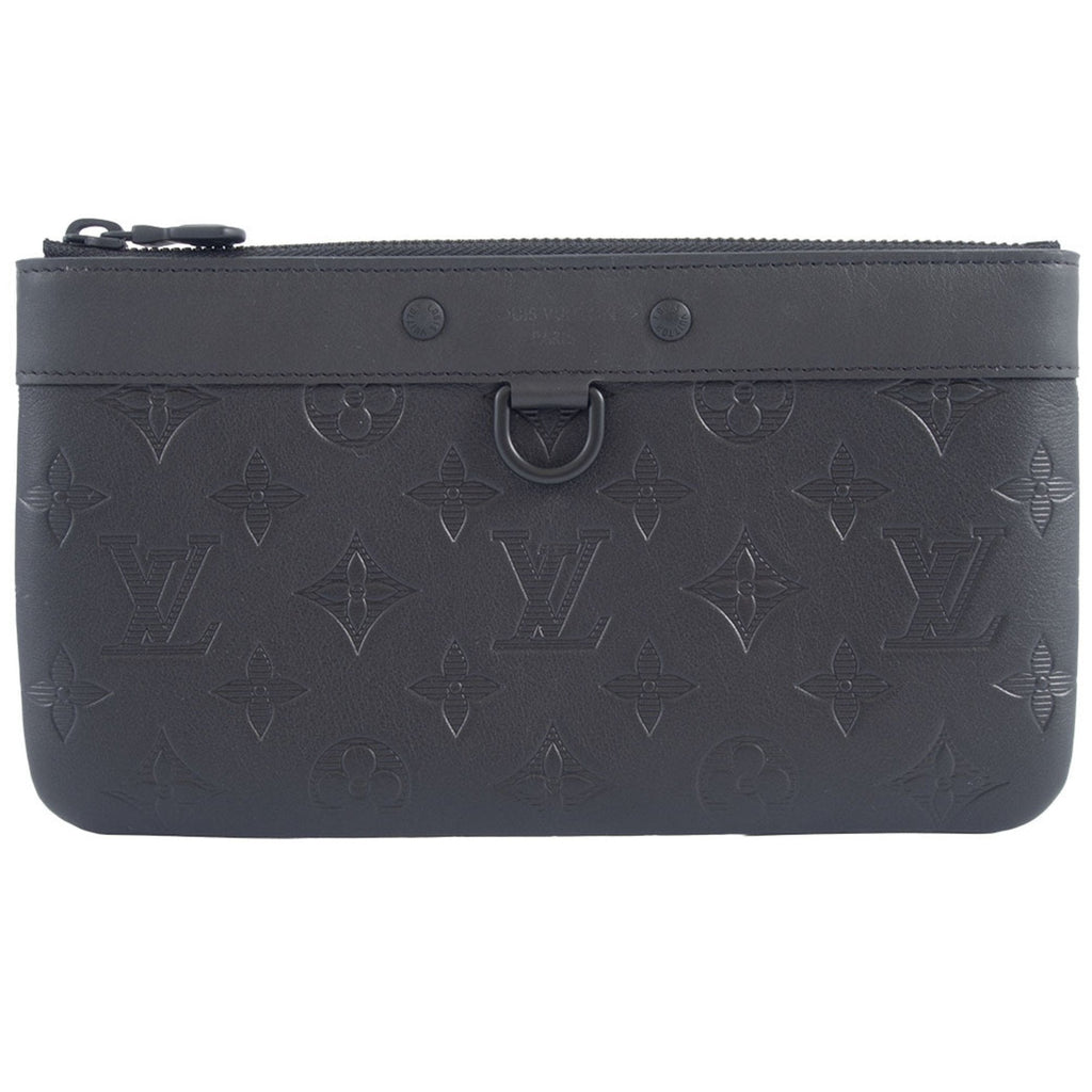 Louis Vuitton Black Monogram Shadow Clutch Bag Pochette (Pre-Owned)