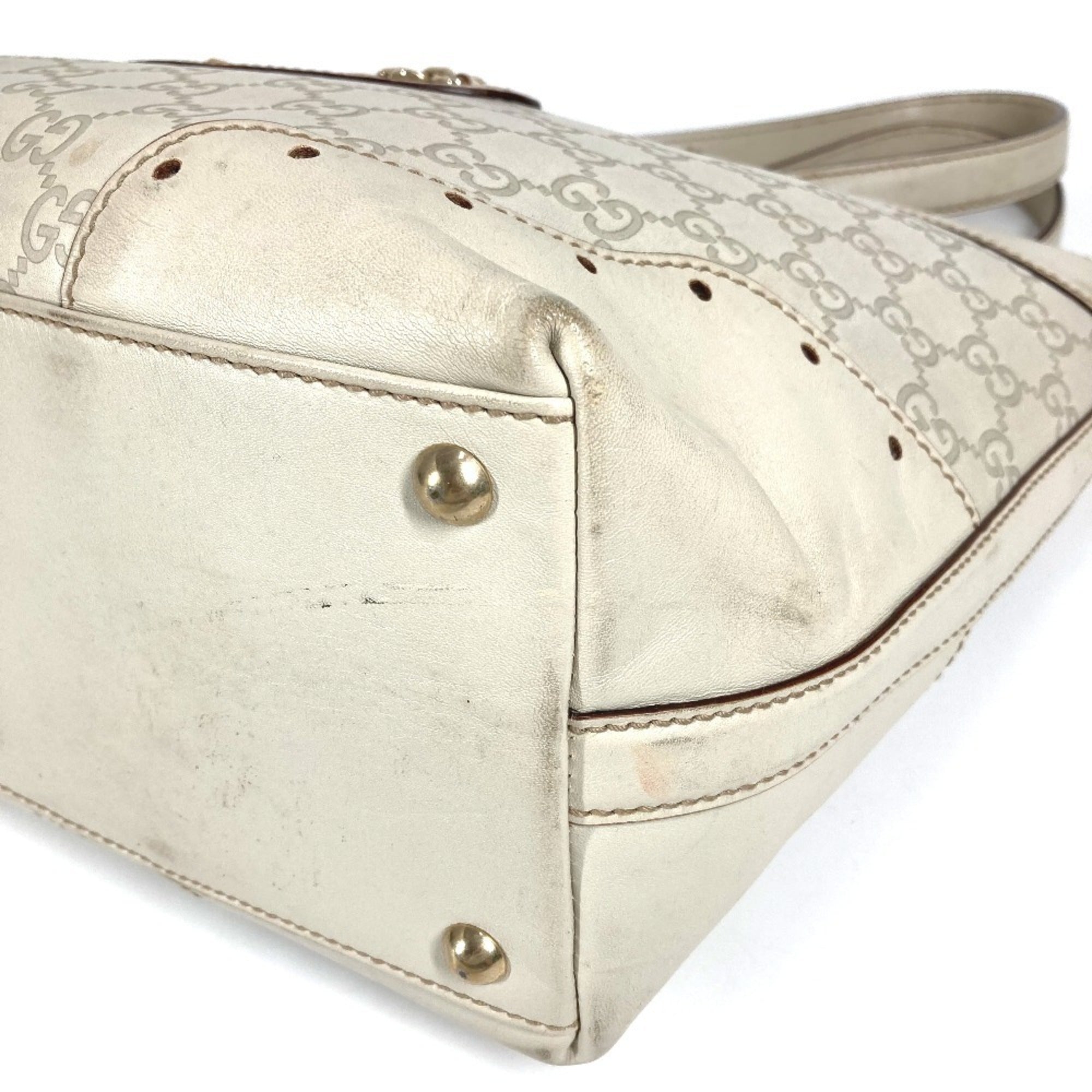 Gucci Off-White Leather Shoulder Bag Tote Bag (Pre-Owned)