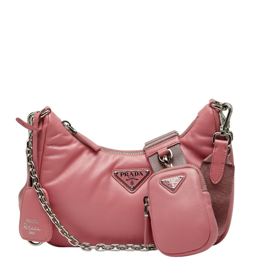 Prada Pink Leather Handbag Pouch Shoulder Bag (Pre-Owned)
