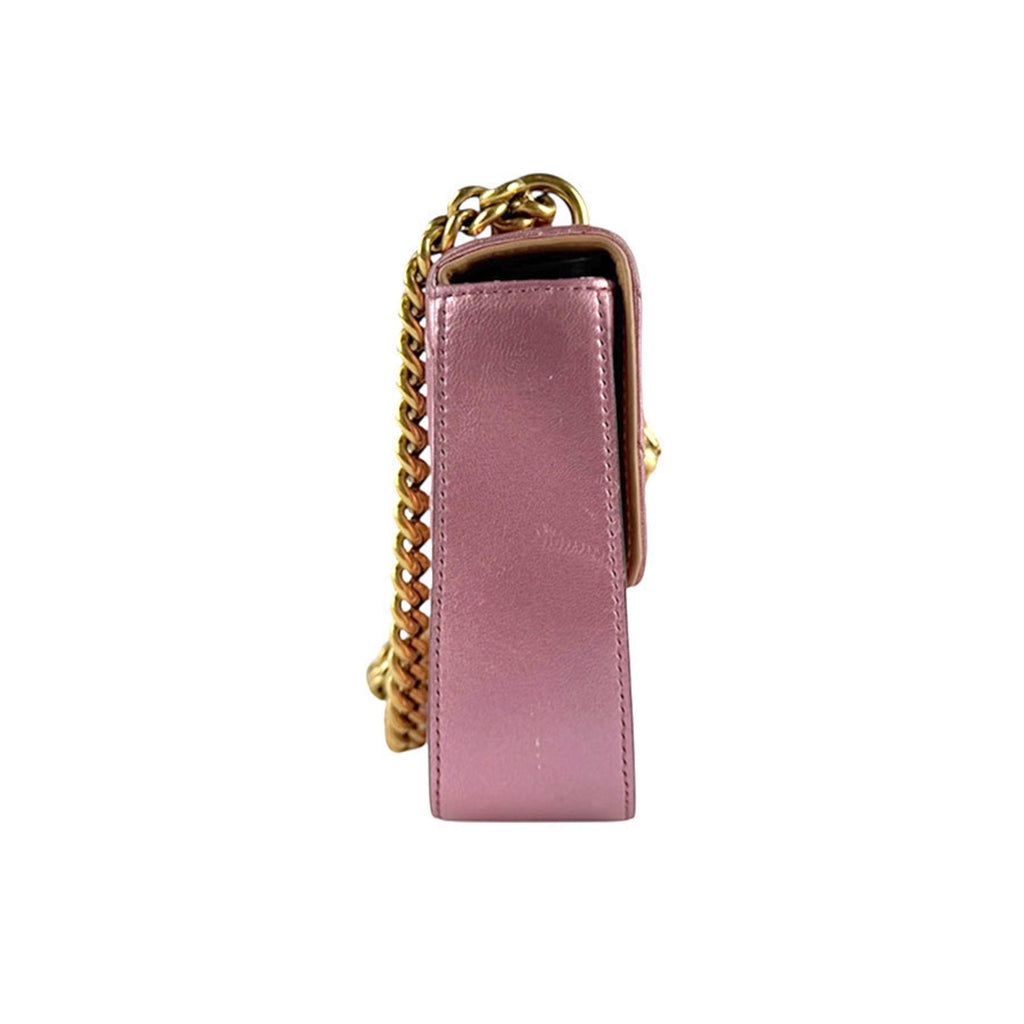 Gucci Metallic Pink Leather Shoulder Bag (Pre-Owned)