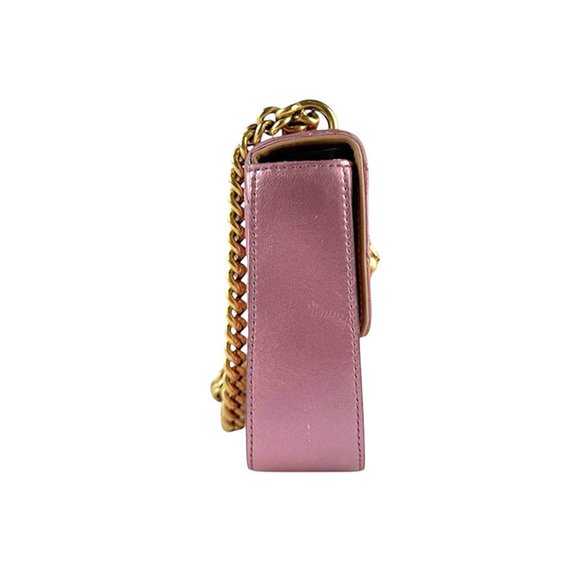 Gucci Metallic Pink Leather Shoulder Bag (Pre-Owned)