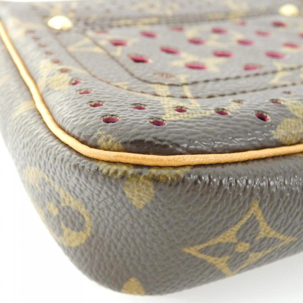Louis Vuitton Monogram Perfo Fuchsia Marron Coated Canvas Pochette Pouch (Pre-Owned)