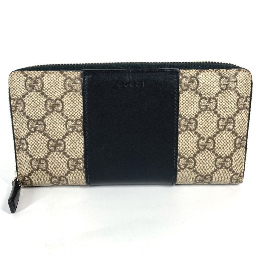 Gucci Beige Black Pvc Leather Long Wallet (Bi-Fold) (Pre-Owned)