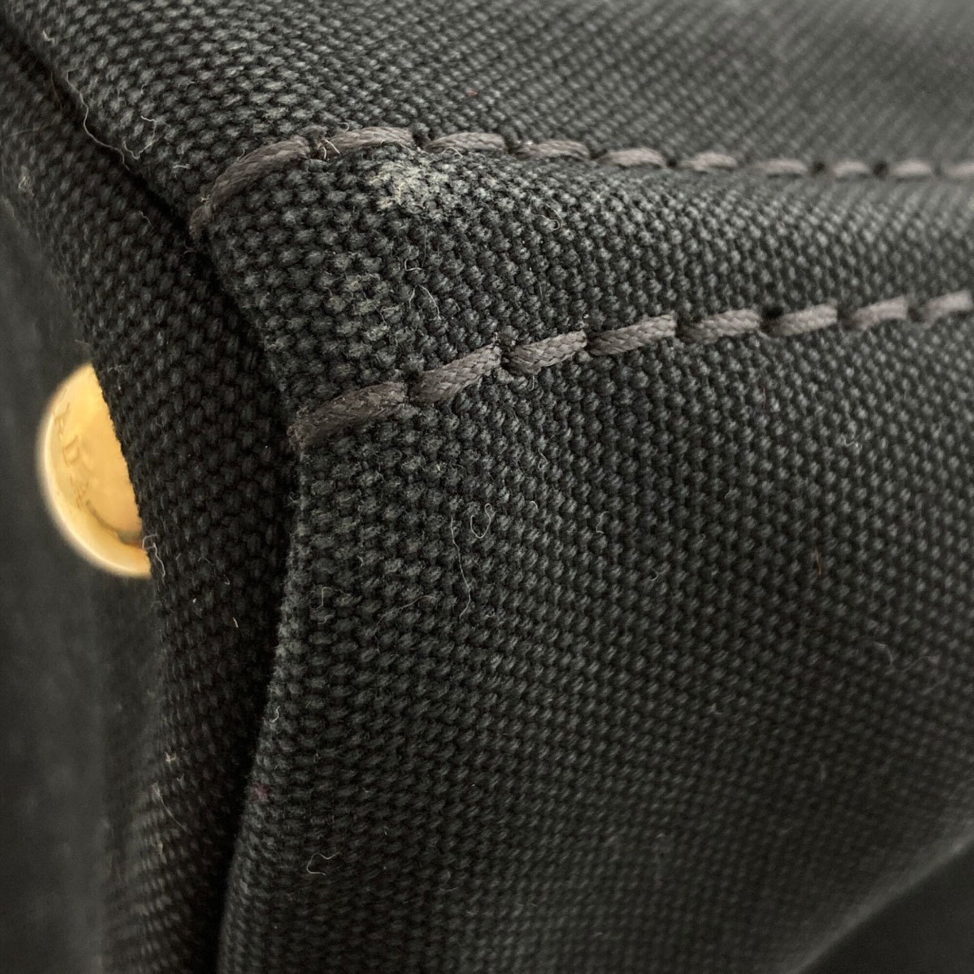 Prada Canapa Black Canvas Handbag (Pre-Owned)
