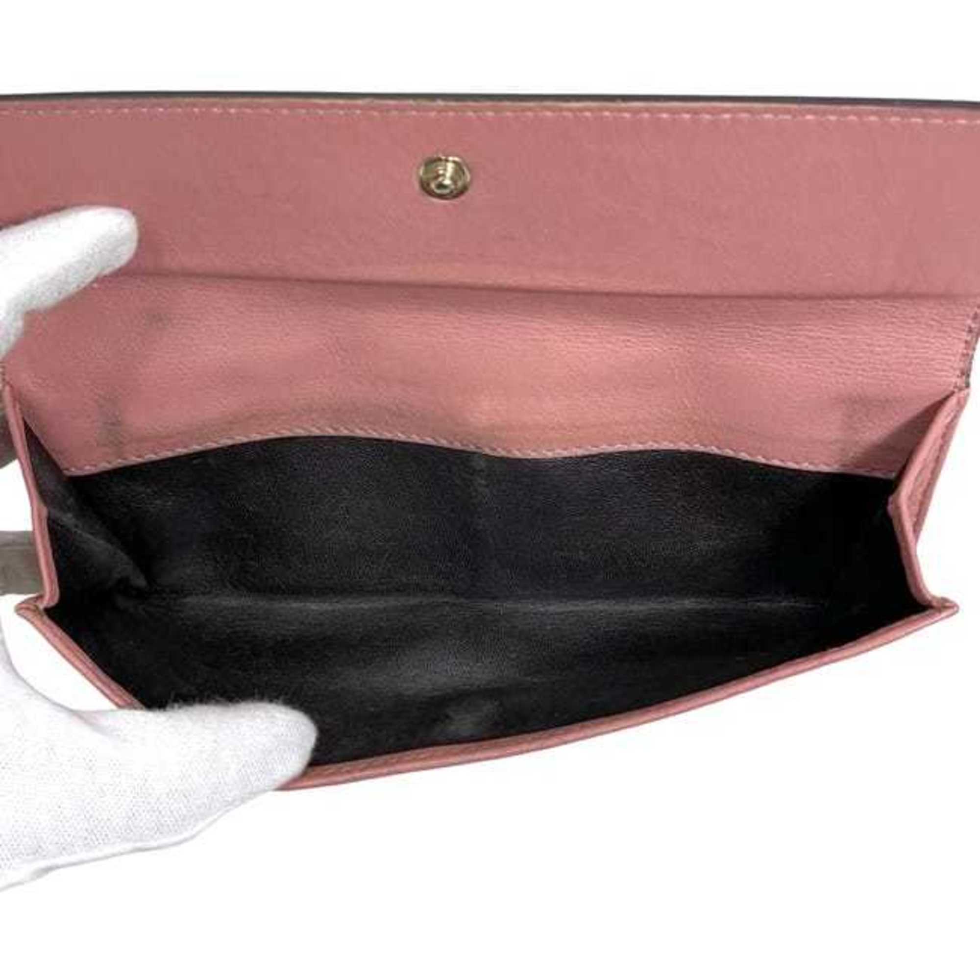 Gucci Pink Leather Long Wallet (Bi-Fold) (Pre-Owned)