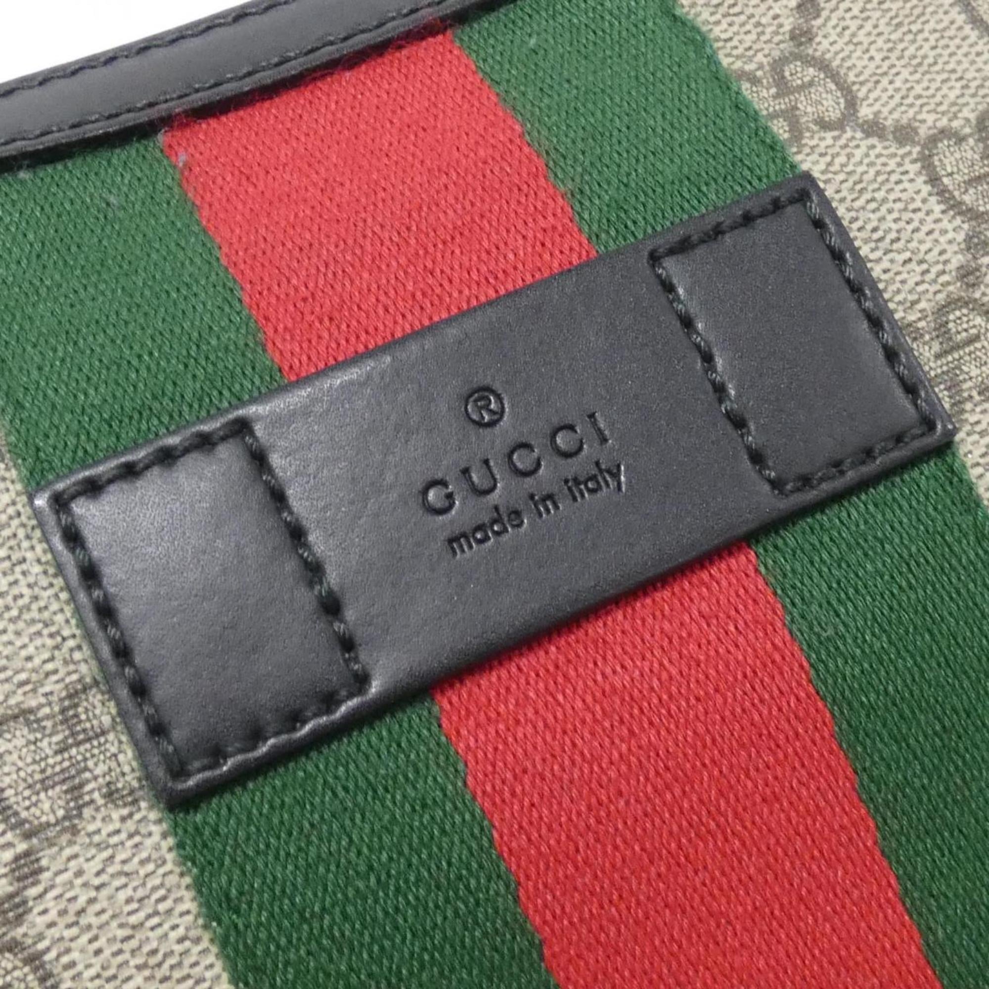 Gucci Beige Black Gg Supreme Shoulder Bag (Pre-Owned)