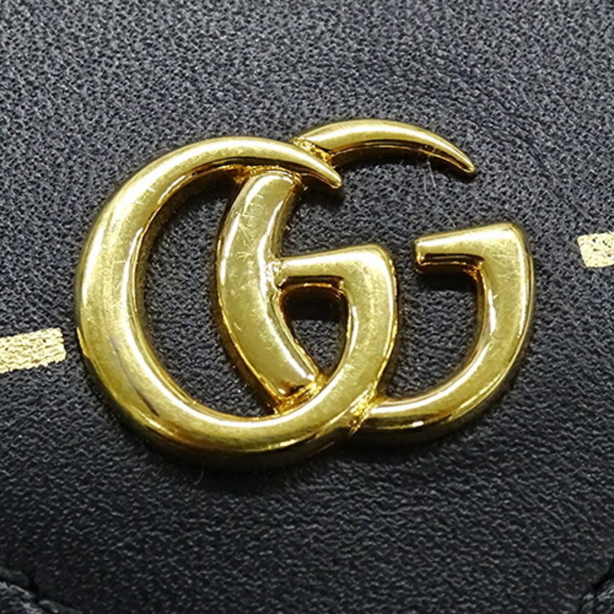 Gucci Gold Black Leather Wallet (Tri-Fold) (Pre-Owned)