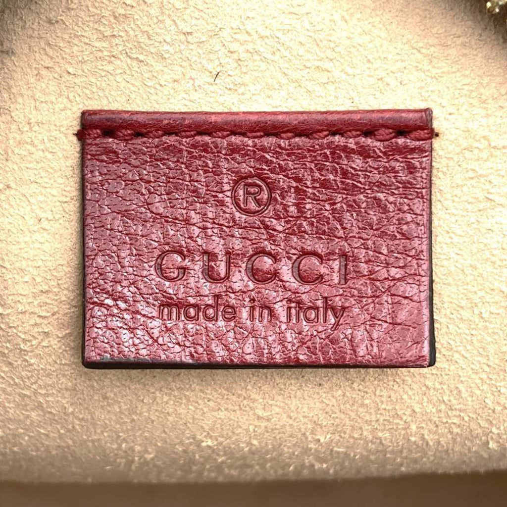 Gucci Gg Marmont Navy Red Color Suede Leather Shoulder Bag (Pre-Owned)