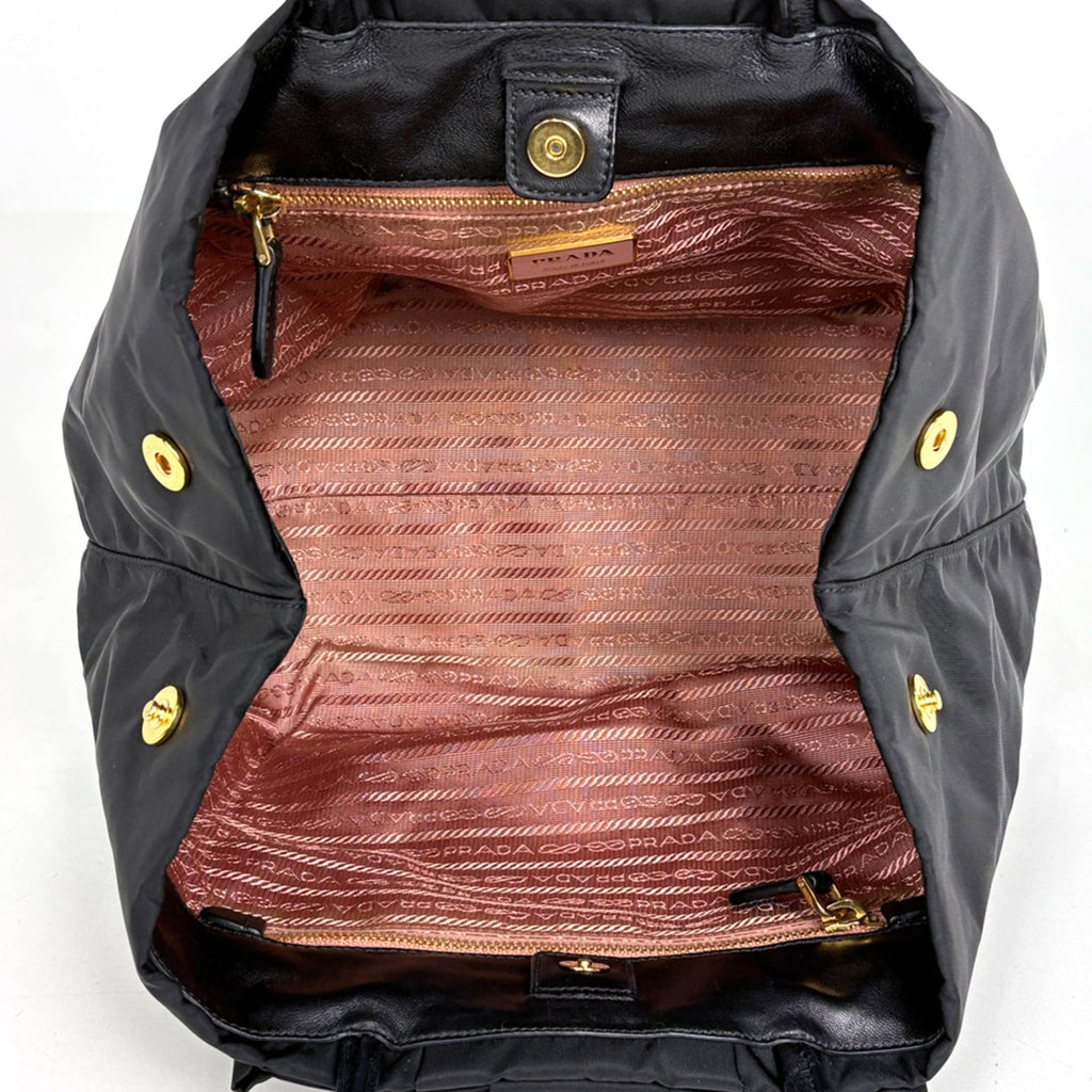 Prada Black Leather Handbag Tote Bag (Pre-Owned)