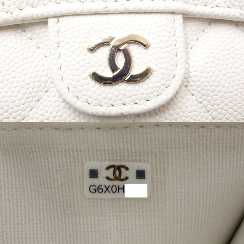 Chanel White Grained Calfskin Wallet (Tri-Fold) (Pre-Owned)