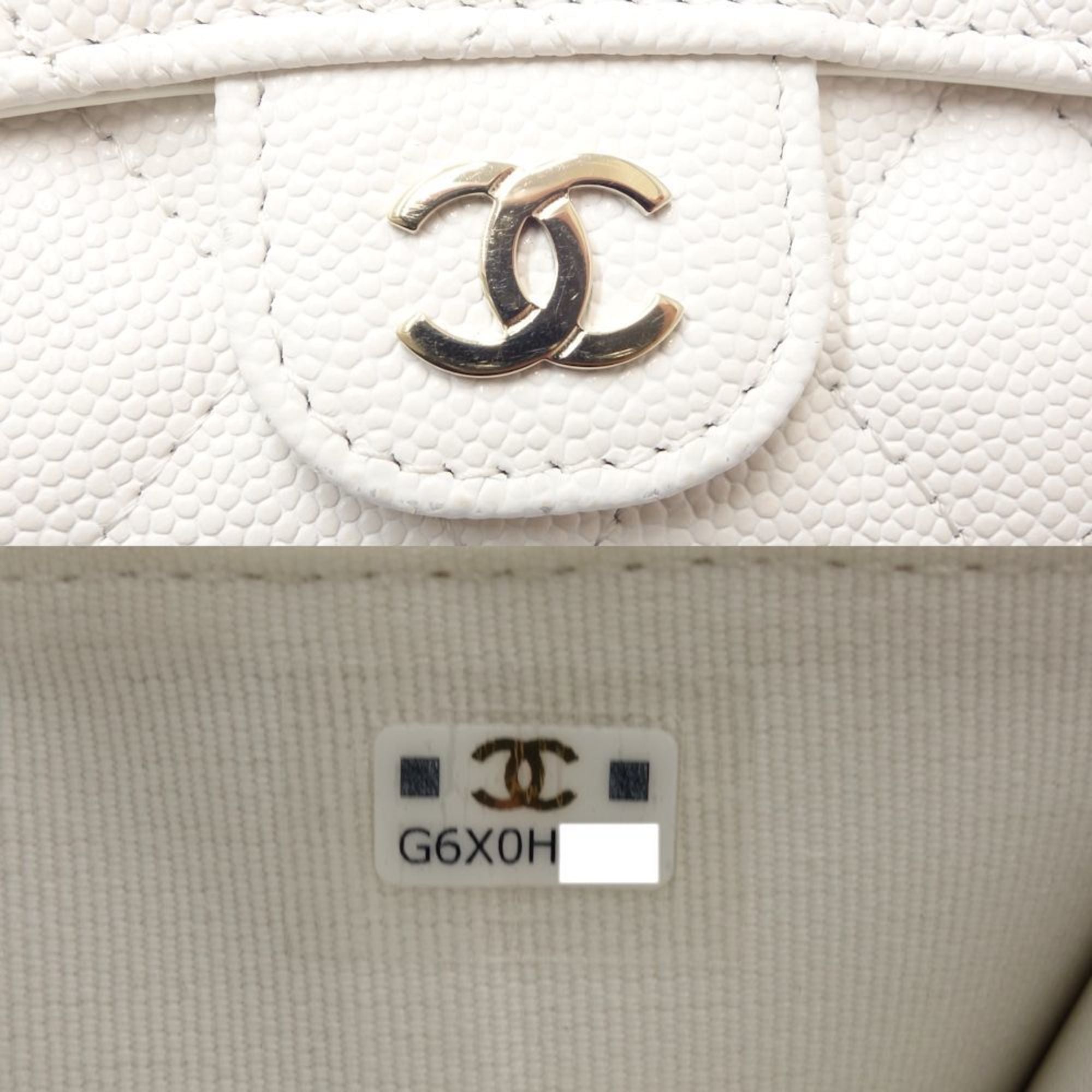 Chanel White Grained Calfskin Wallet (Tri-Fold) (Pre-Owned)