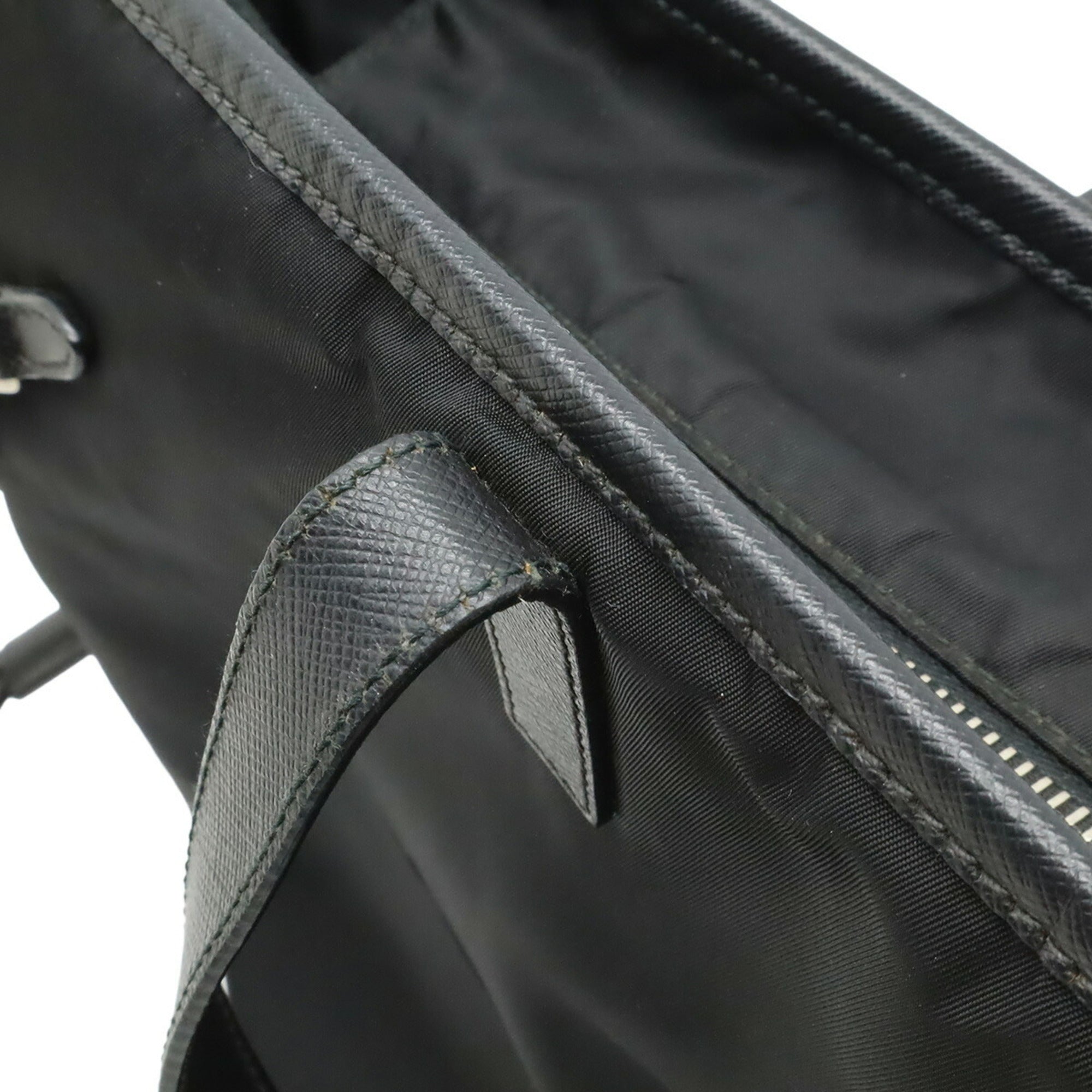 Prada Black Nero Nylon Leather Shoulder Bag Tote Bag (Pre-Owned)