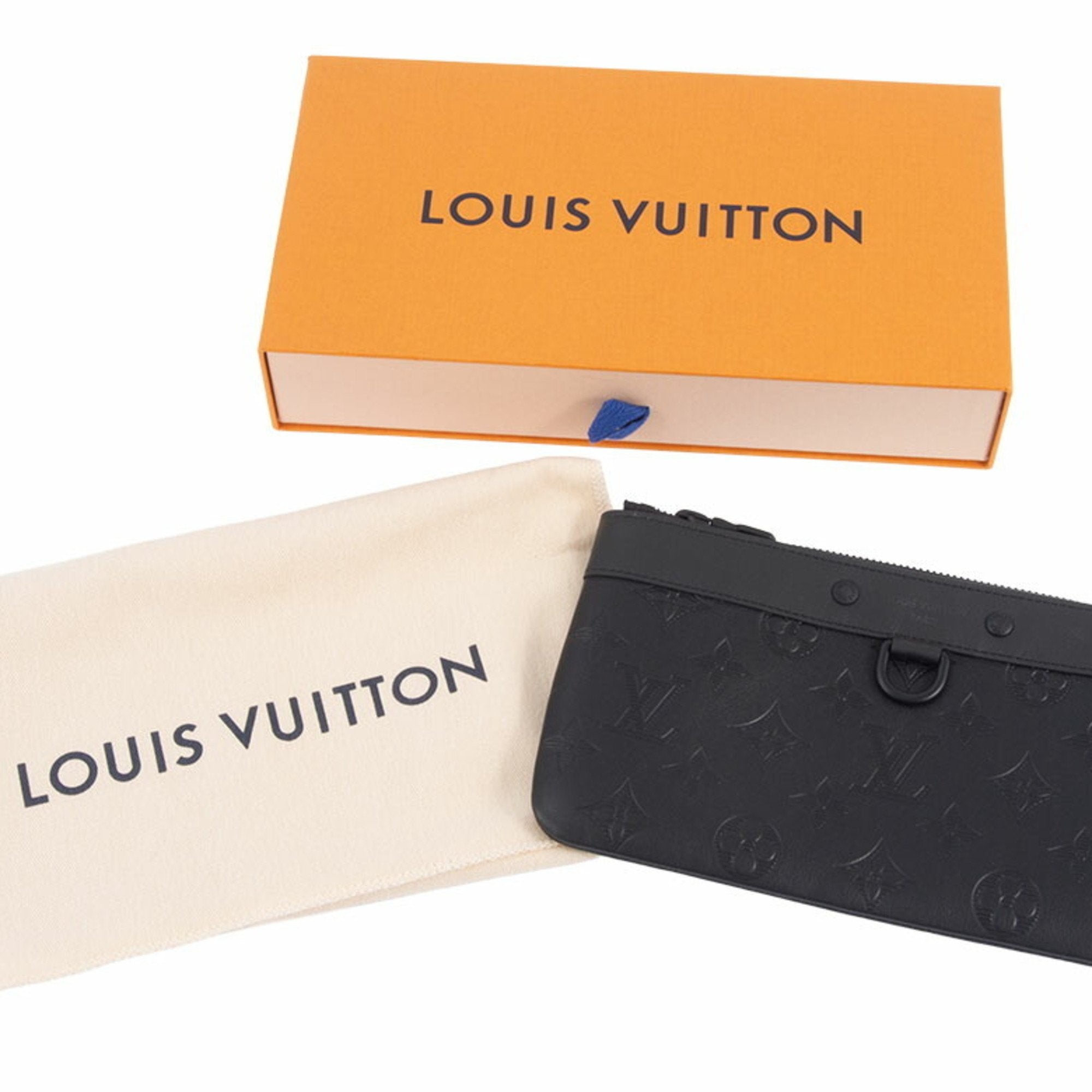 Louis Vuitton Black Monogram Shadow Clutch Bag Pochette (Pre-Owned)