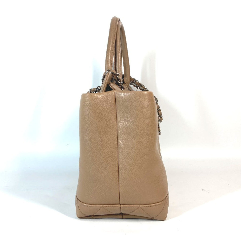 Chanel Beige Grained Calfskin Shoulder Bag Tote Bag (Pre-Owned)