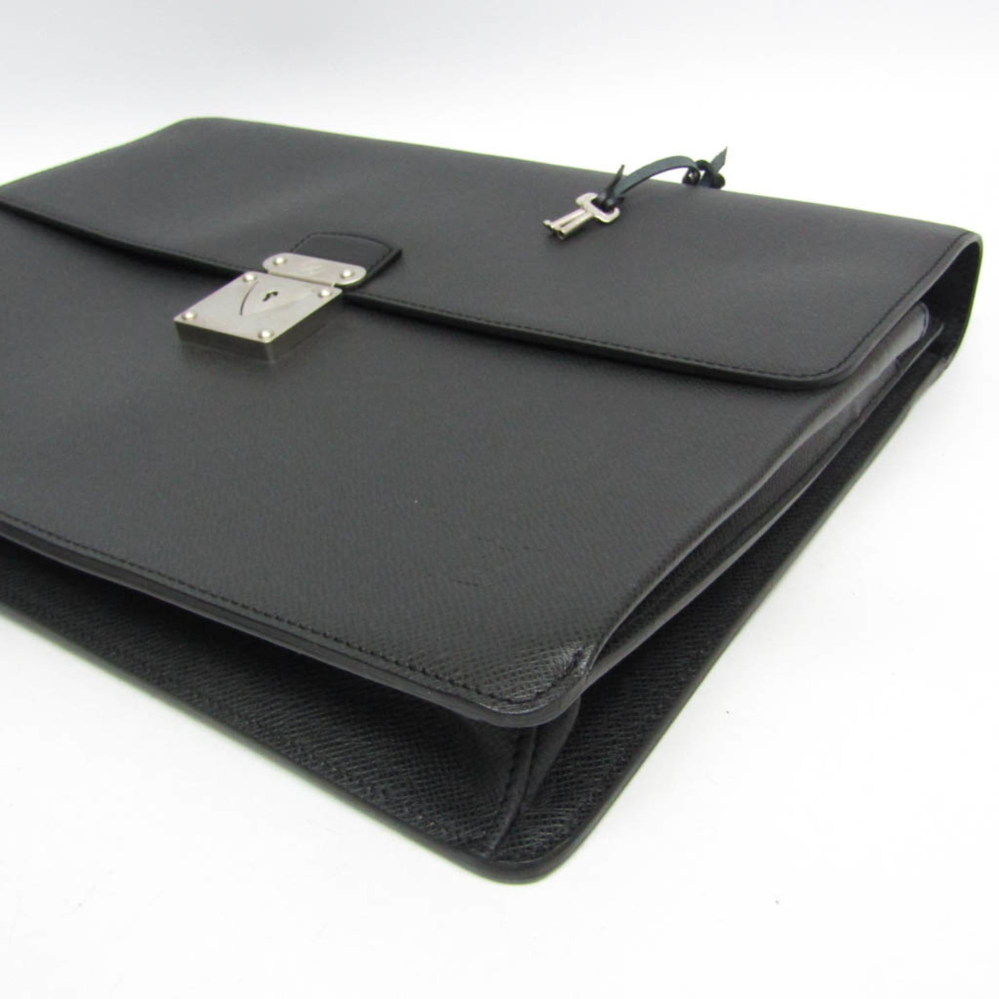 Louis Vuitton Robusto 1 Briefcase Taiga Leather Black Leather Briefcase Bag (Pre-Owned)