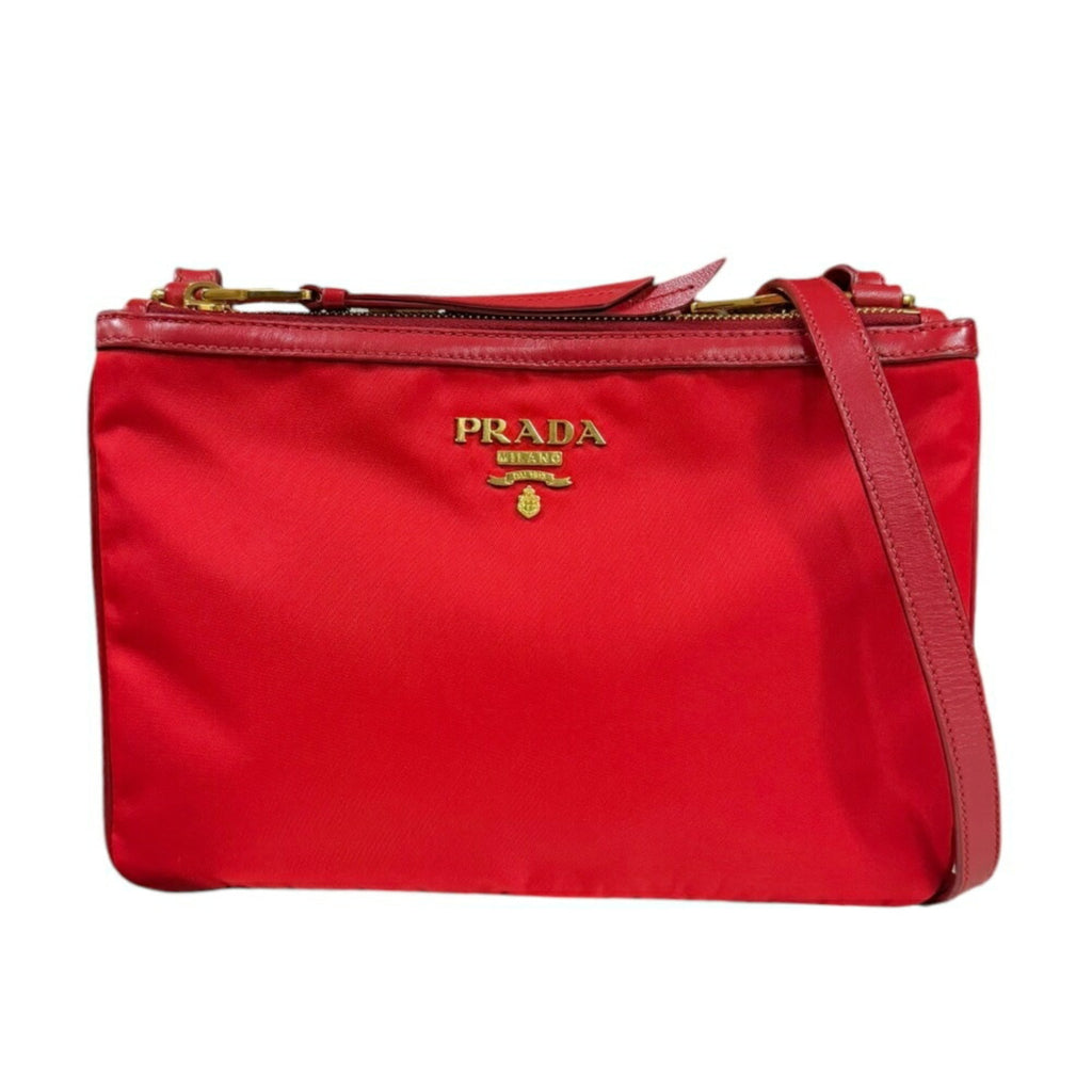 Prada Red Color Nylon Shoulder Bag (Pre-Owned)