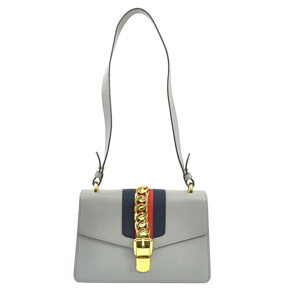 Gucci Gray Leather Shoulder Bag (Pre-Owned)