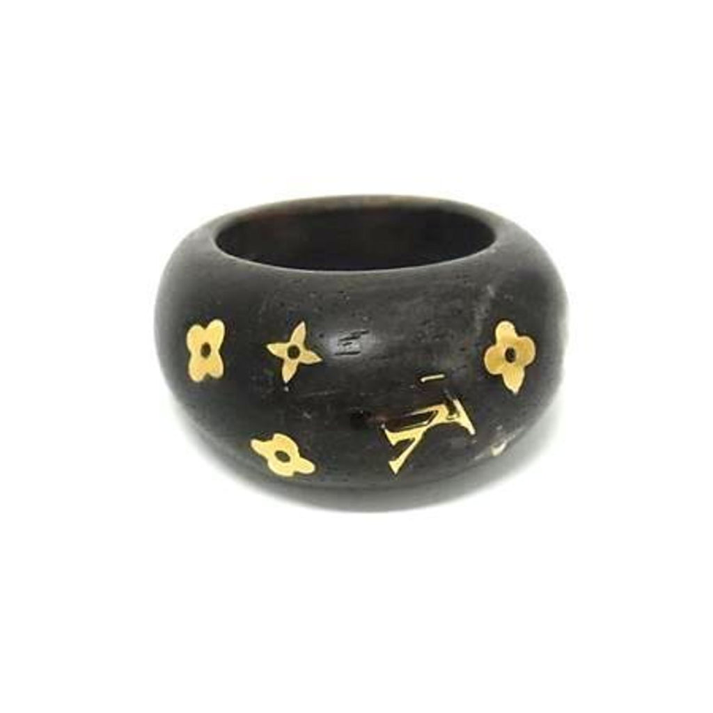 Louis Vuitton Gold Brown Wood Band Ring (Pre-Owned)