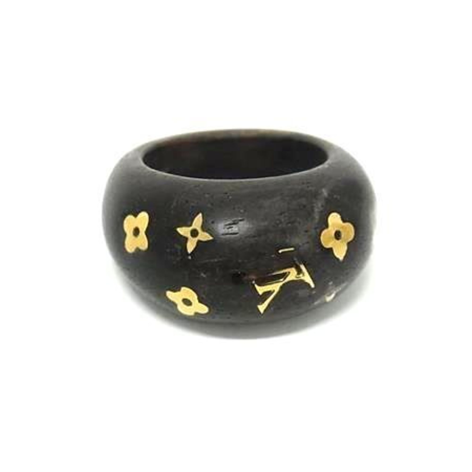 Louis Vuitton Gold Brown Wood Band Ring (Pre-Owned)