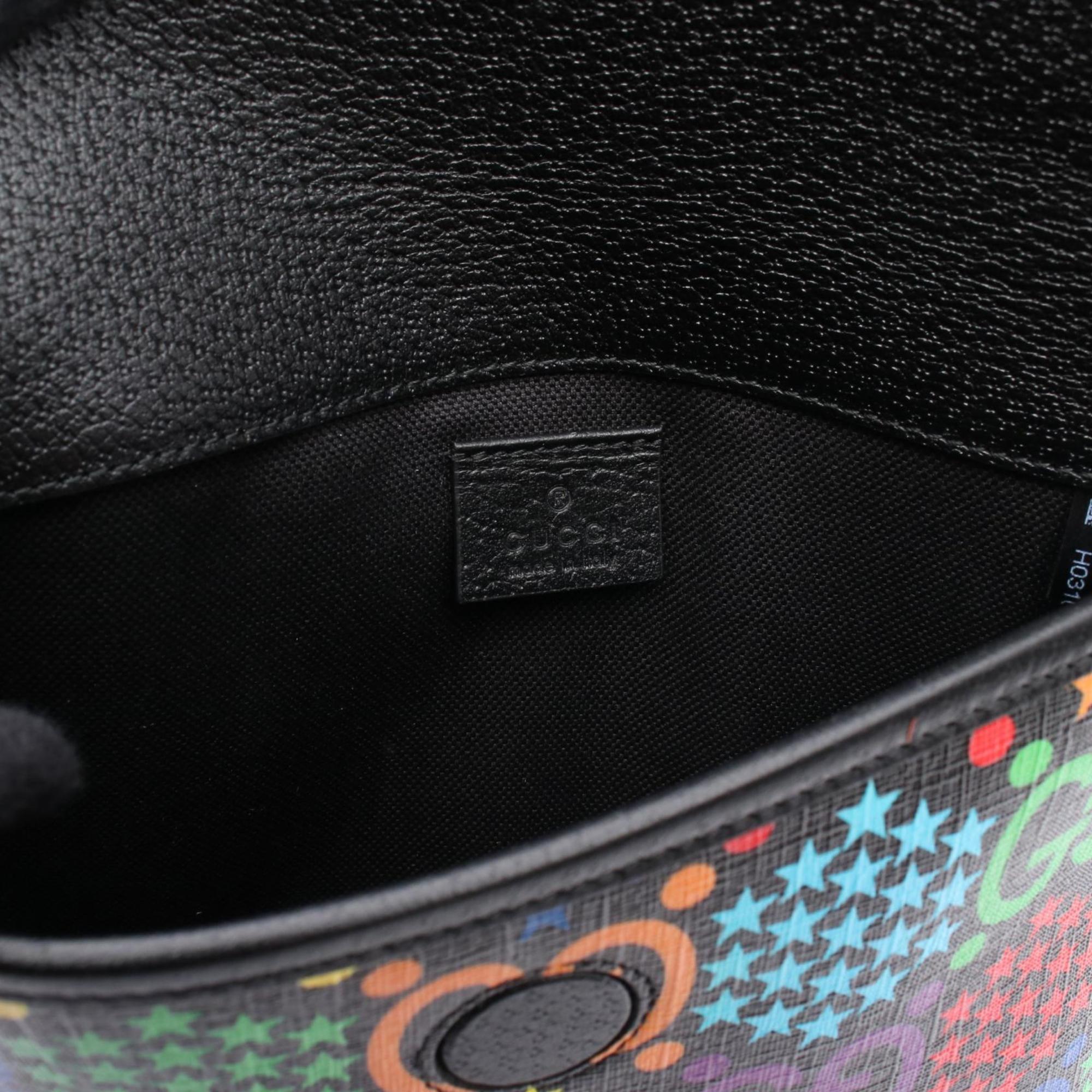 Gucci Black Multi-Color Coated Canvas Fanny Pack (Pre-Owned)