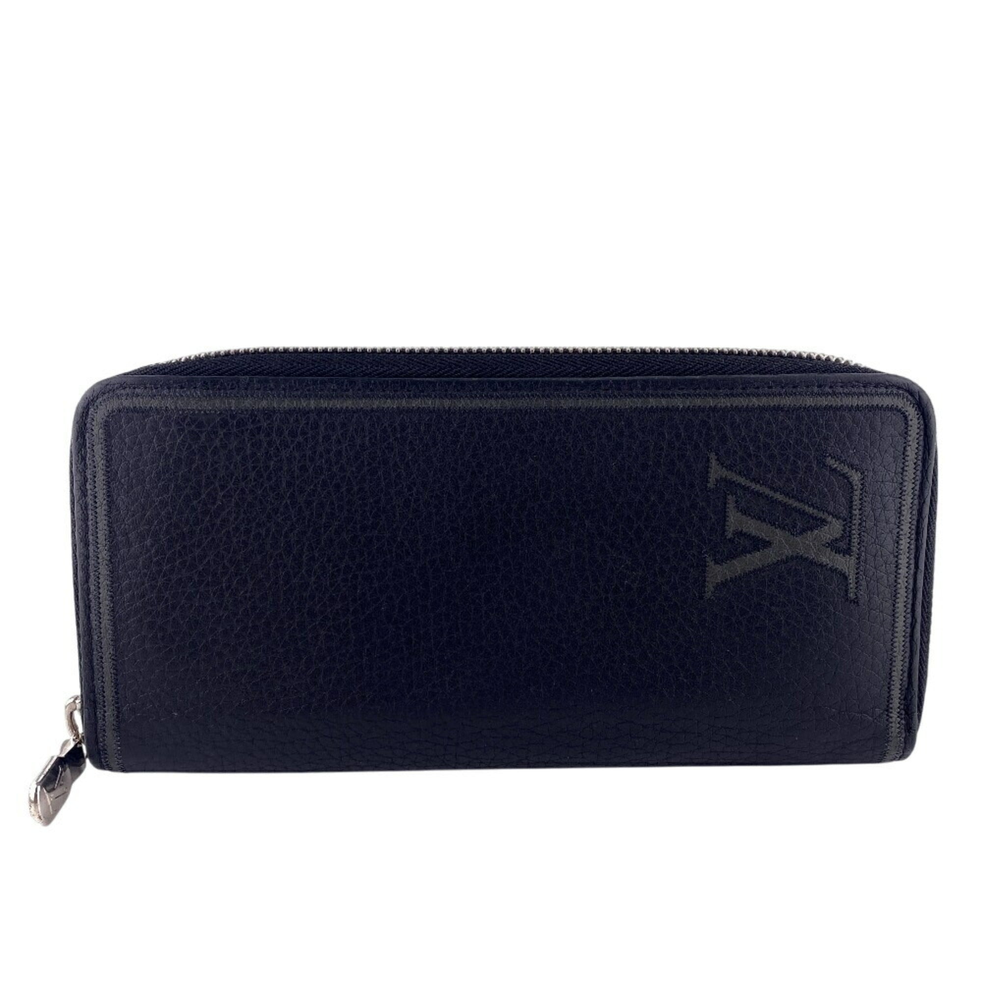 Louis Vuitton Black Leather Long Wallet (Bi-Fold) (Pre-Owned)