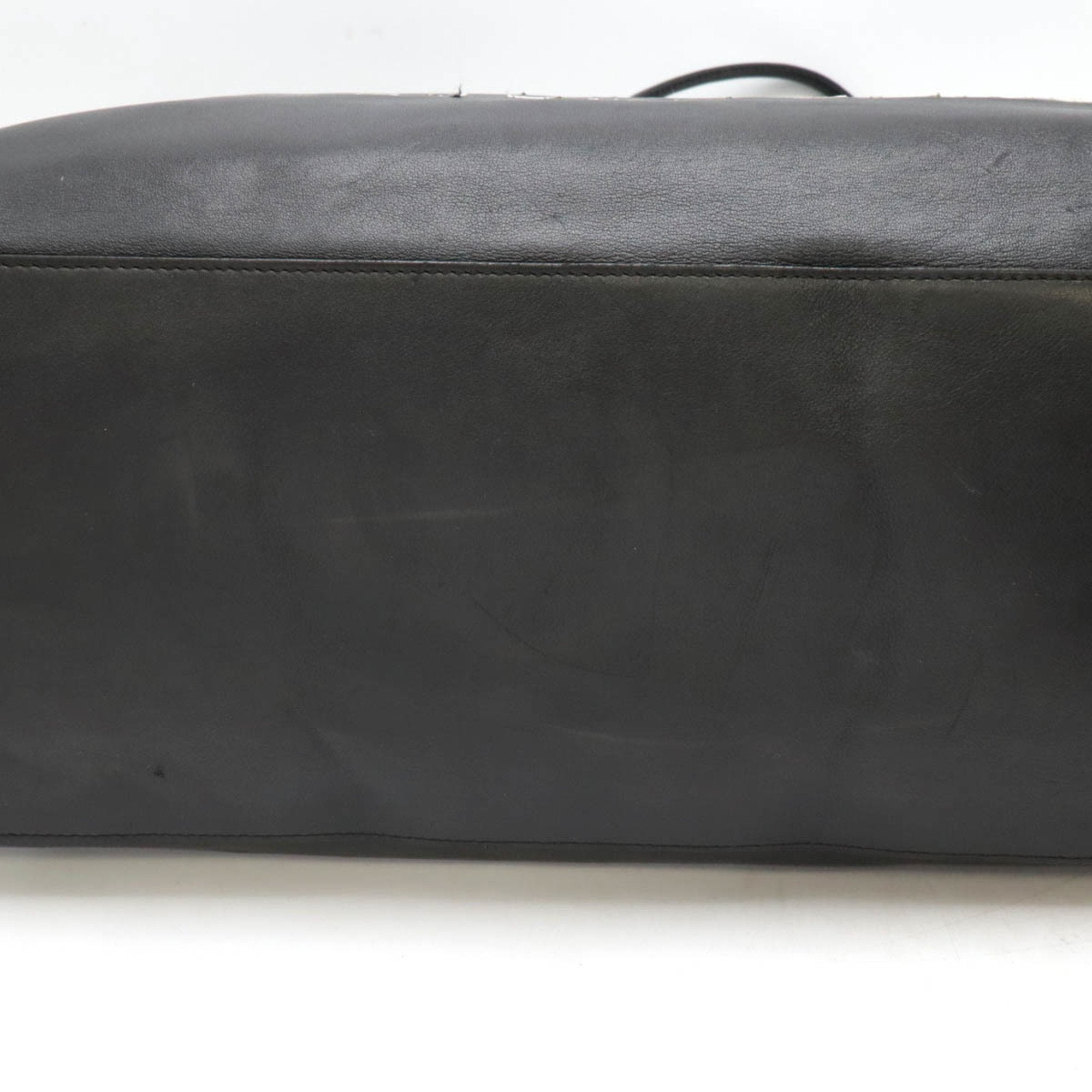 Chanel Black White Leather Shoulder Bag Tote Bag (Pre-Owned)