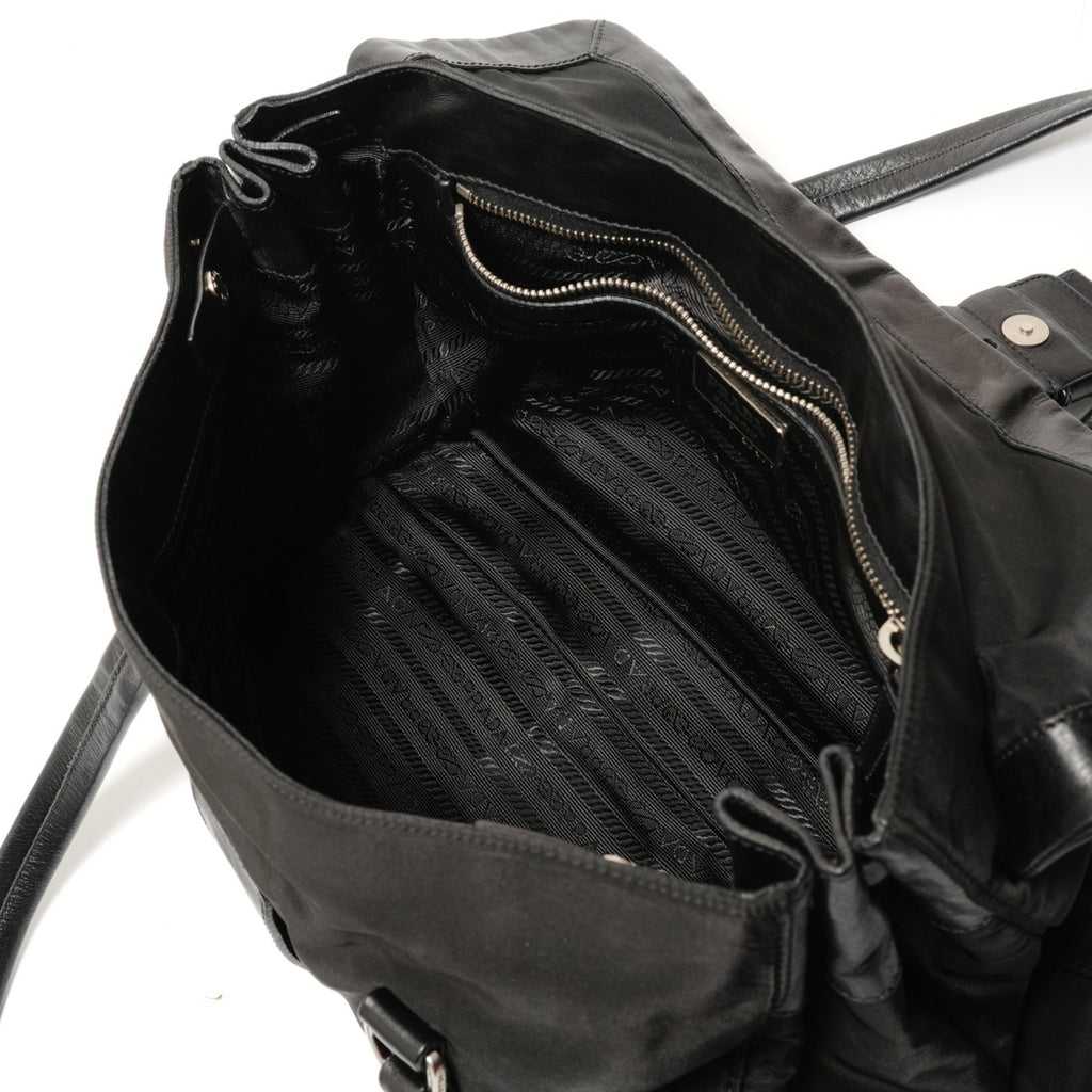 Prada Black Nylon Leather Shoulder Bag (Pre-Owned)