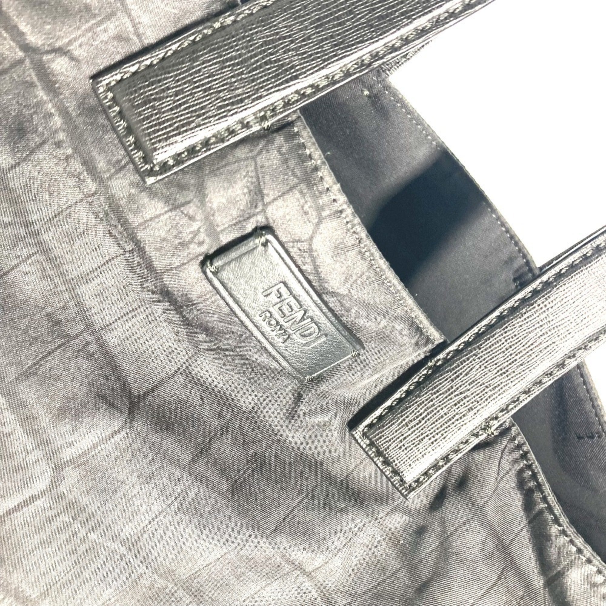 Fendi Black Nylon Leather Shoulder Bag Tote Bag (Pre-Owned)