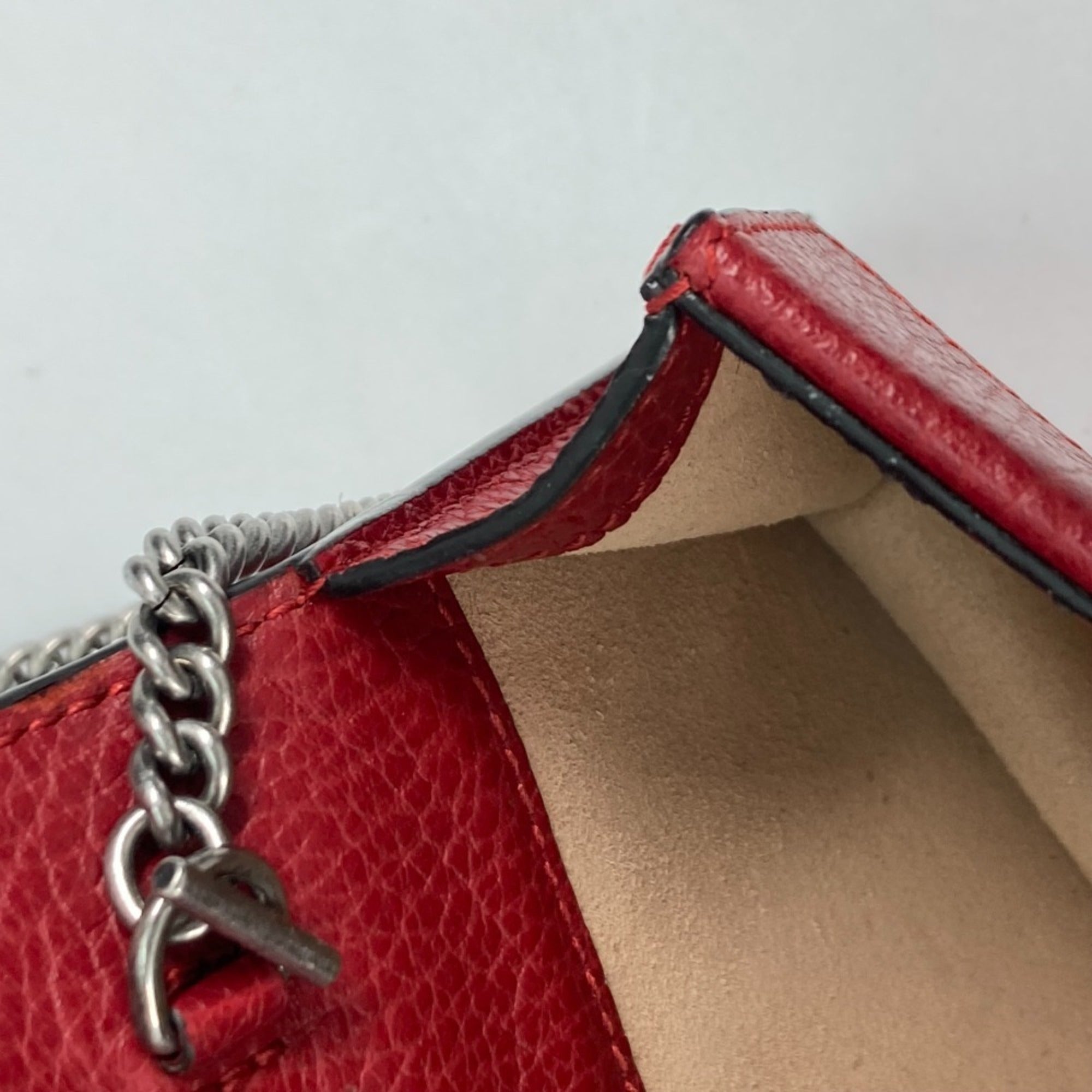 Gucci Red Color Leather Clutch Bag Pouch Shoulder Bag (Pre-Owned)