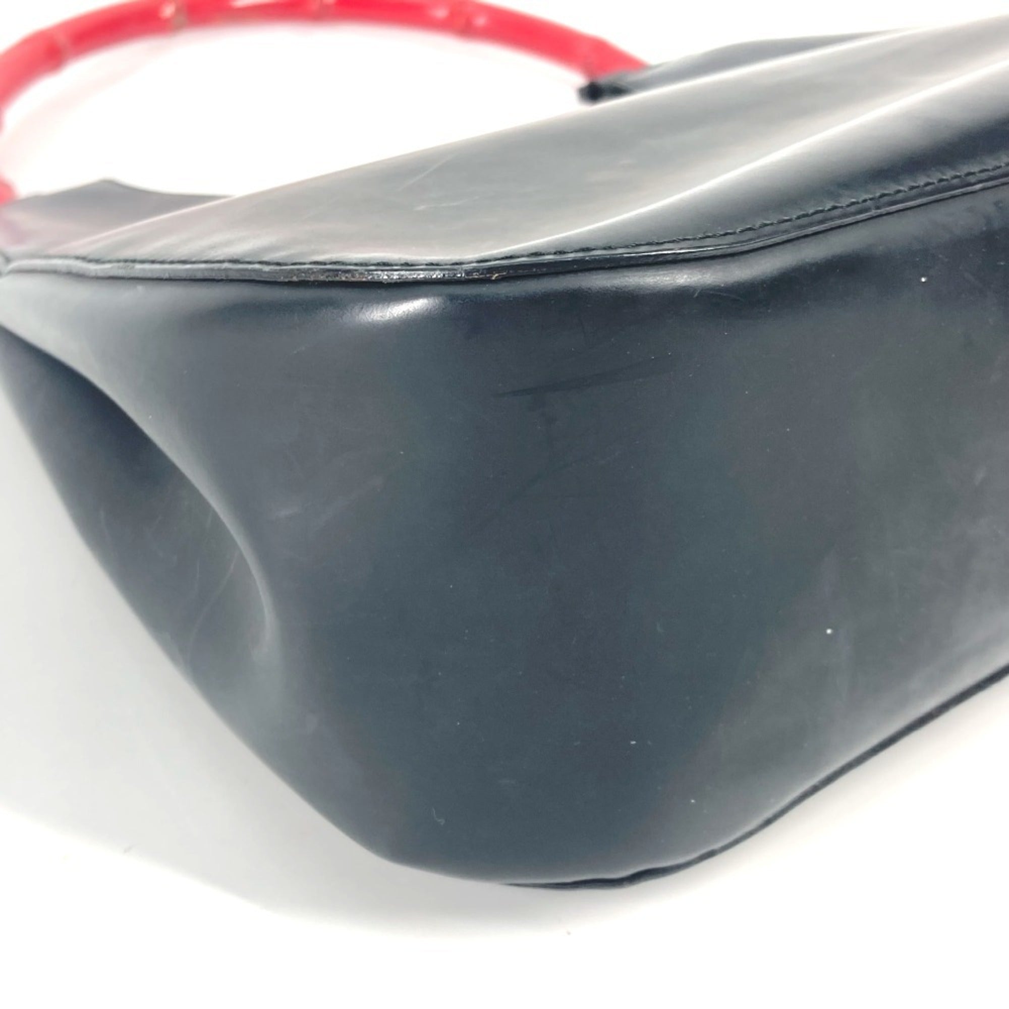 Gucci Black Red Color Leather Handbag Shoulder Bag (Pre-Owned)