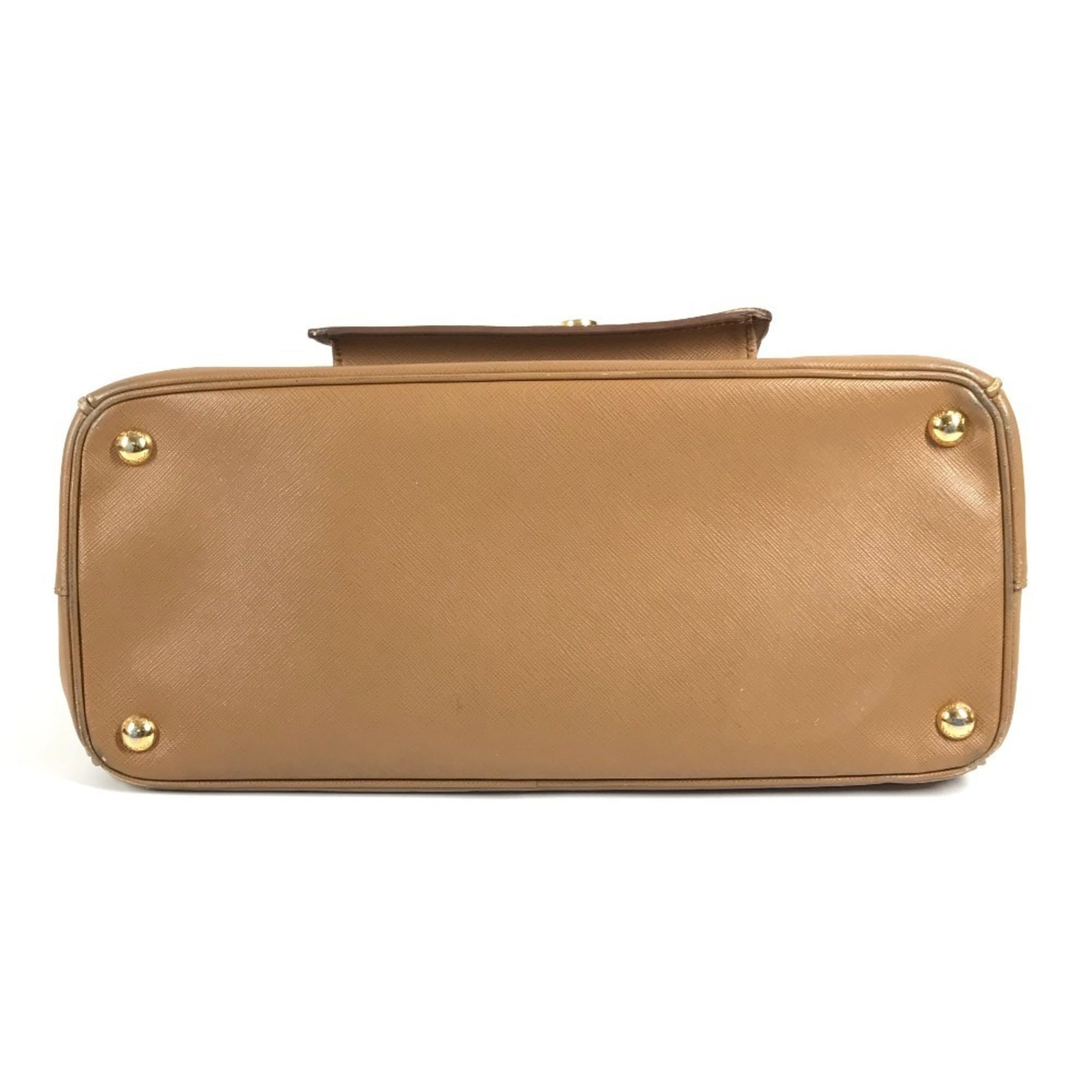 Prada Brown White Saffiano Handbag Tote Bag (Pre-Owned)