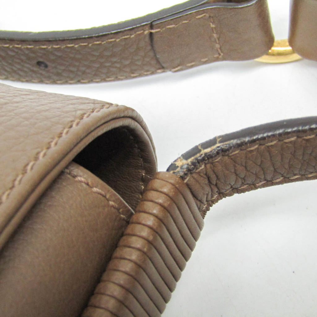 Gucci Bamboo Shoulder Bag Leather Brown Leather Shoulder Bag Bag (Pre-Owned)