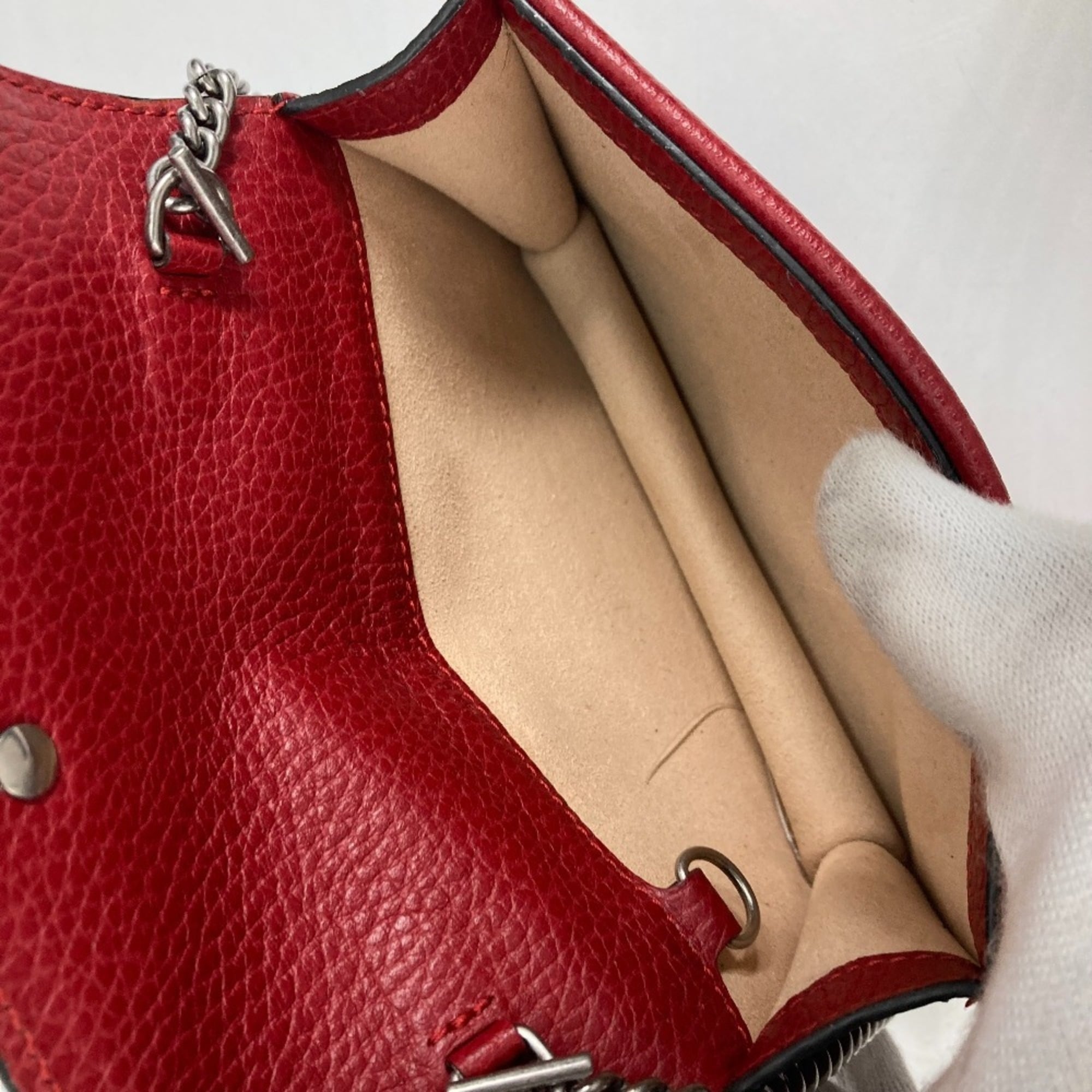 Gucci Red Color Leather Clutch Bag Pouch Shoulder Bag (Pre-Owned)