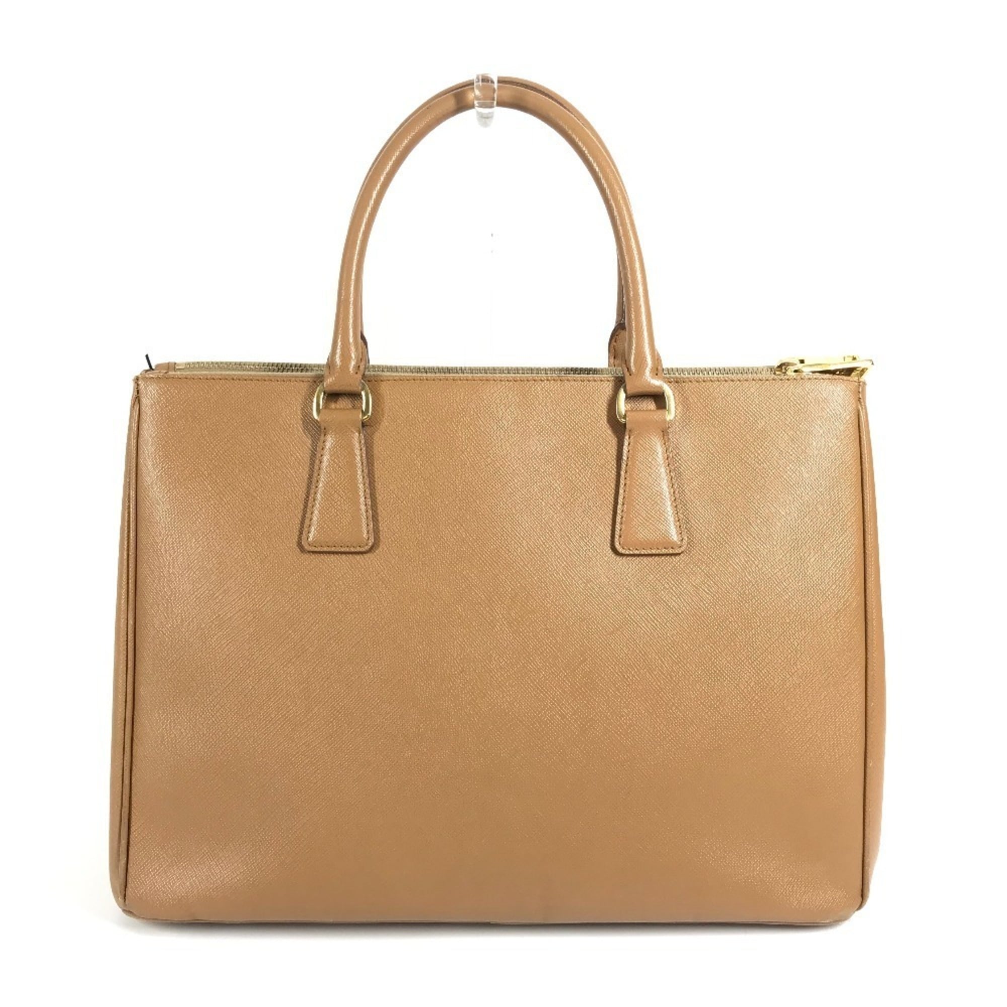 Prada Brown White Saffiano Handbag Tote Bag (Pre-Owned)
