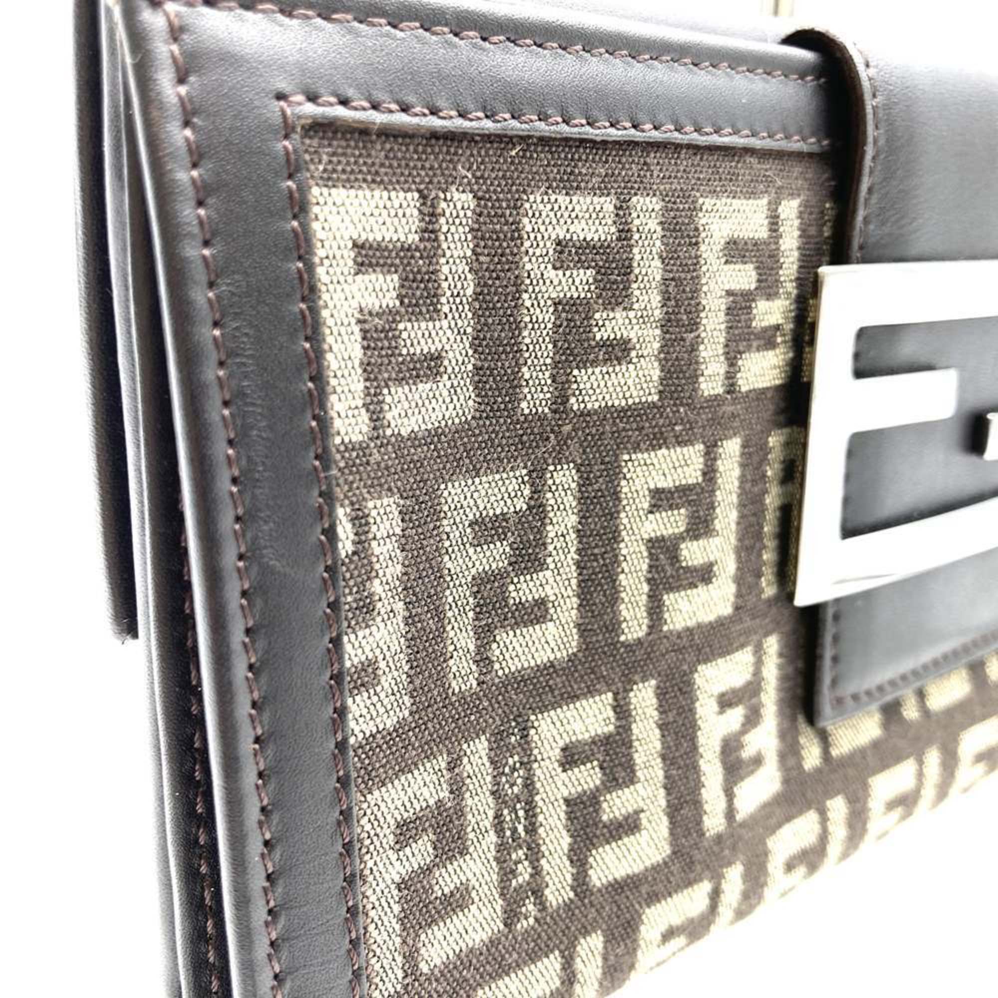 Fendi Zucchino Brown Canvas Long Wallet (Bi-Fold) (Pre-Owned)