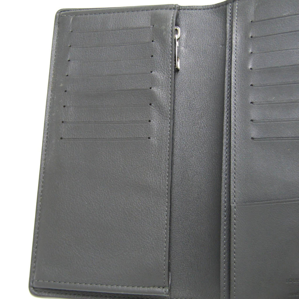 Louis Vuitton Taurillon Lv Charcoal Leather Long Wallet (Bi-Fold) (Pre-Owned)