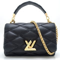 Louis Vuitton Noir Leather Shoulder Bag (Pre-Owned)