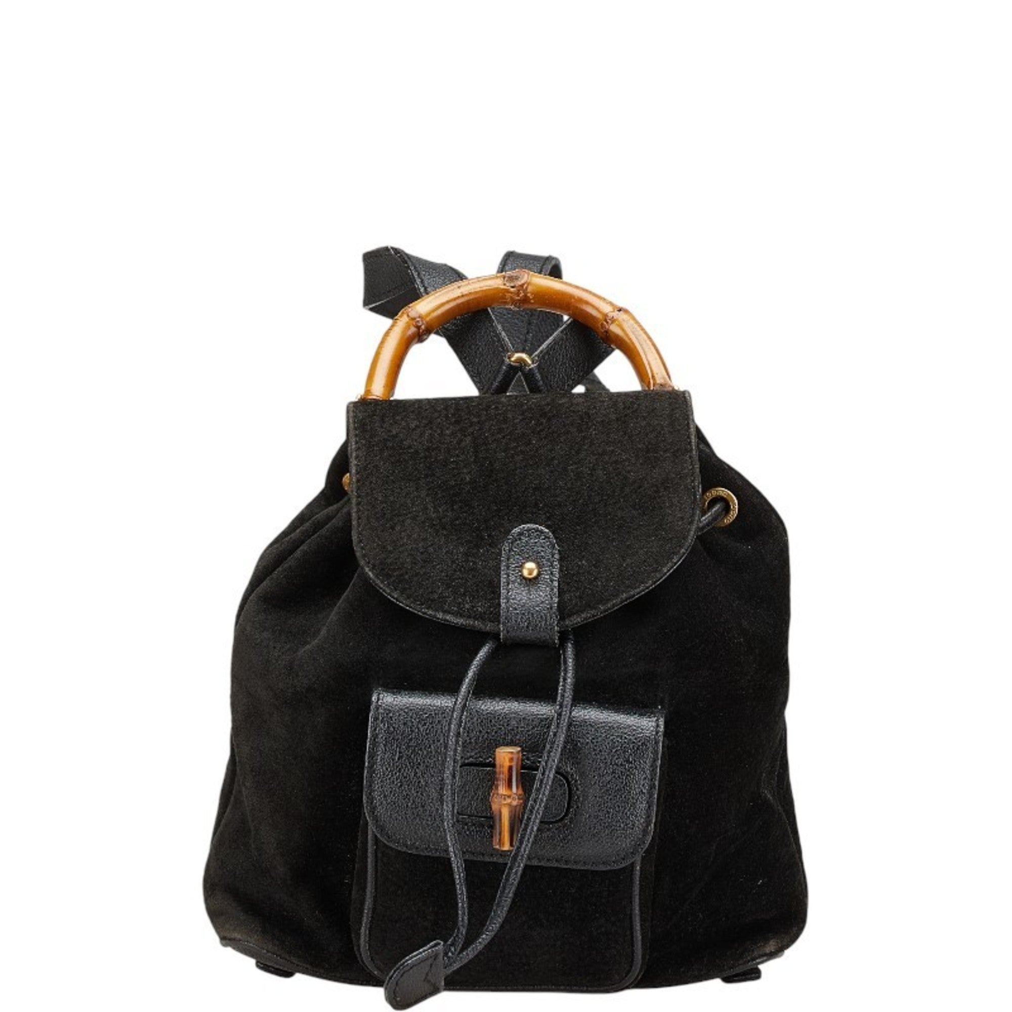 Gucci Black Leather Suede Backpack (Pre-Owned)