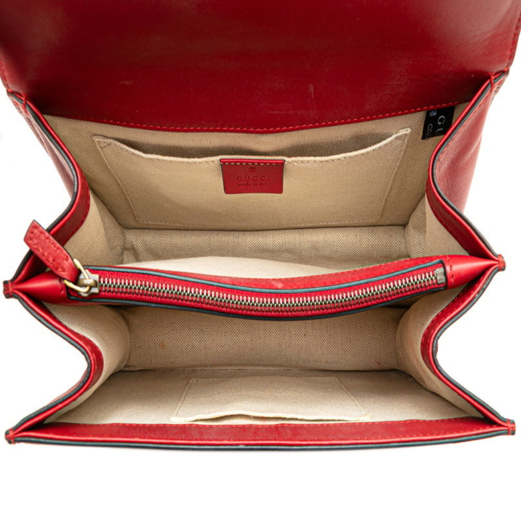 Gucci Red Color Leather Handbag Shoulder Bag (Pre-Owned)
