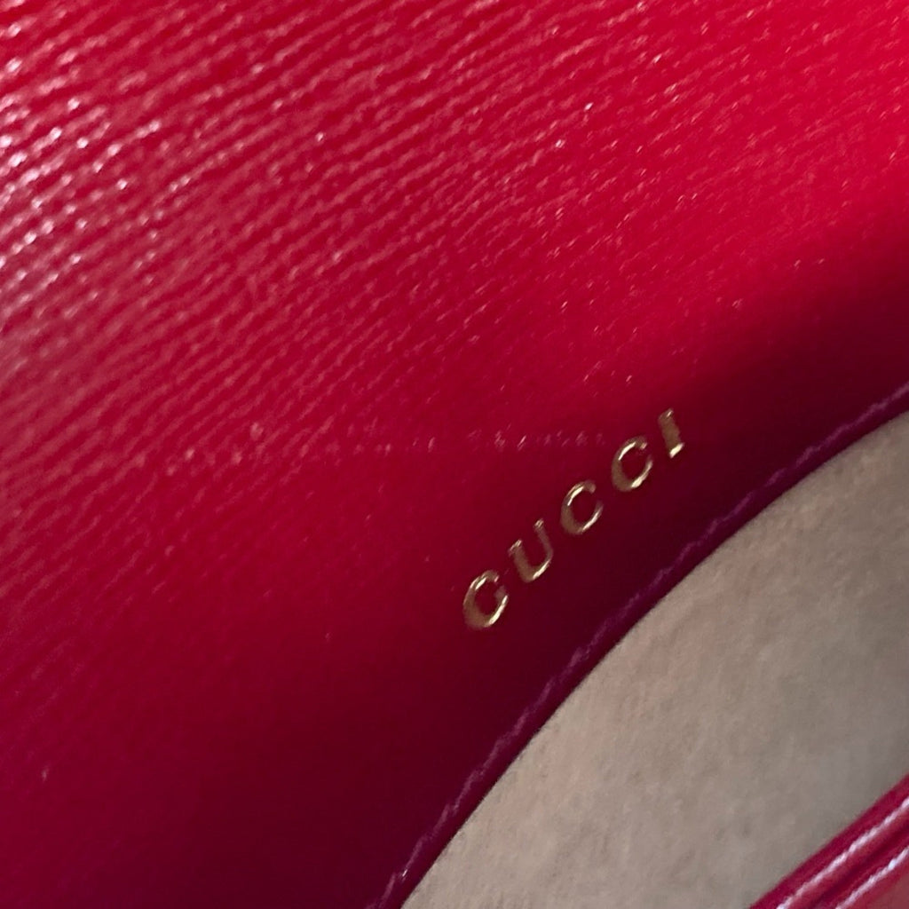Gucci Beige Red Color Gg Supreme Leather Shoulder Bag (Pre-Owned)