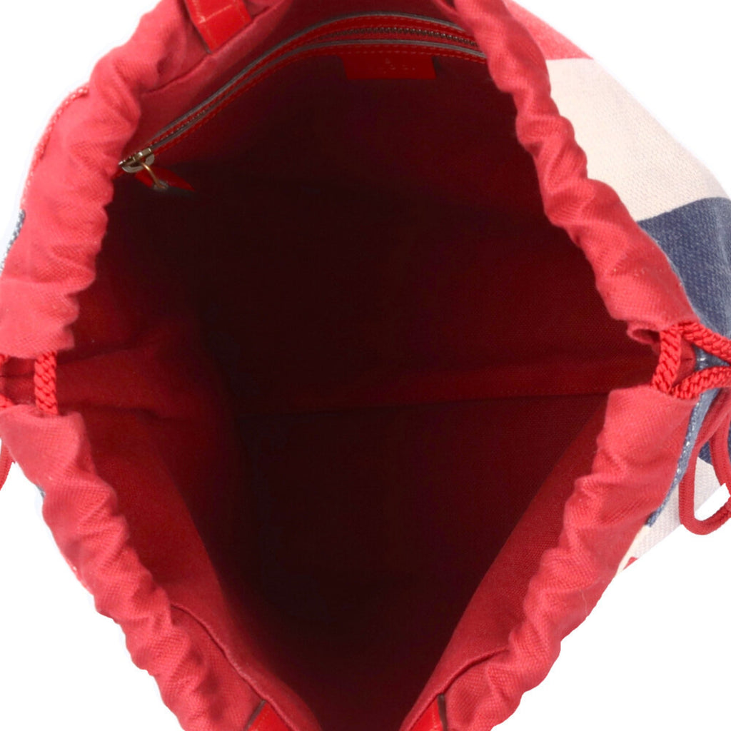 Gucci Blue Red Color White Canvas Leather Backpack (Pre-Owned)