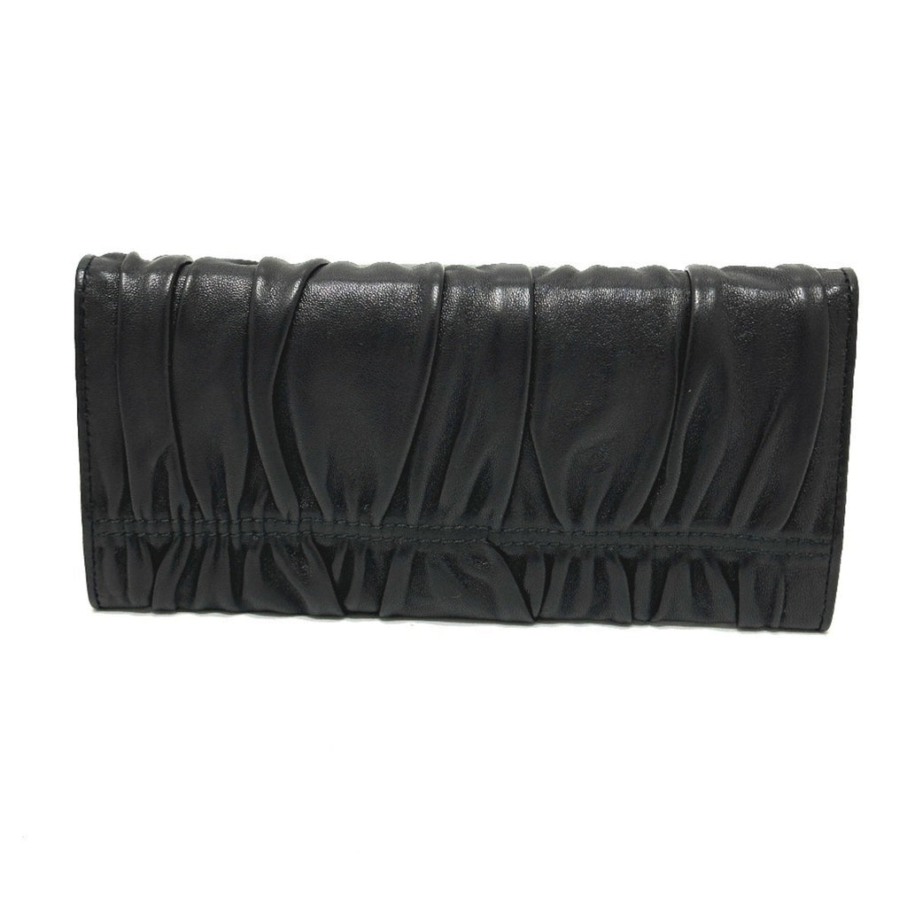 Prada Black Leather Long Wallet (Bi-Fold) (Pre-Owned)