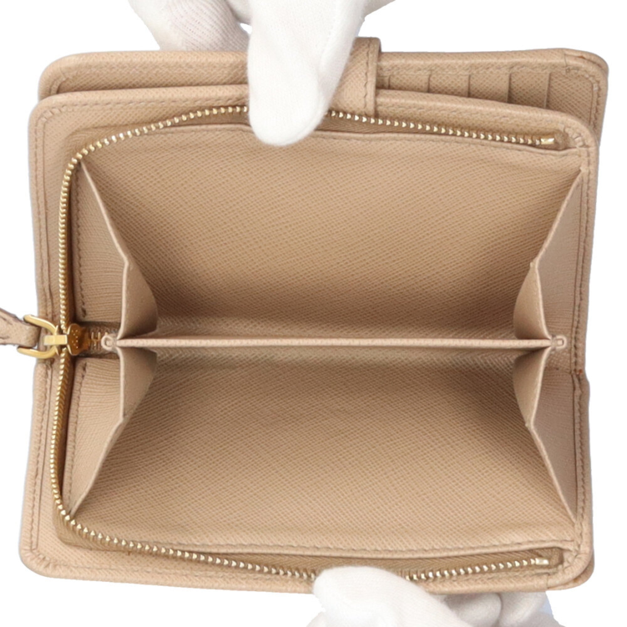 Prada Beige Leather Wallet (Bi-Fold) (Pre-Owned)