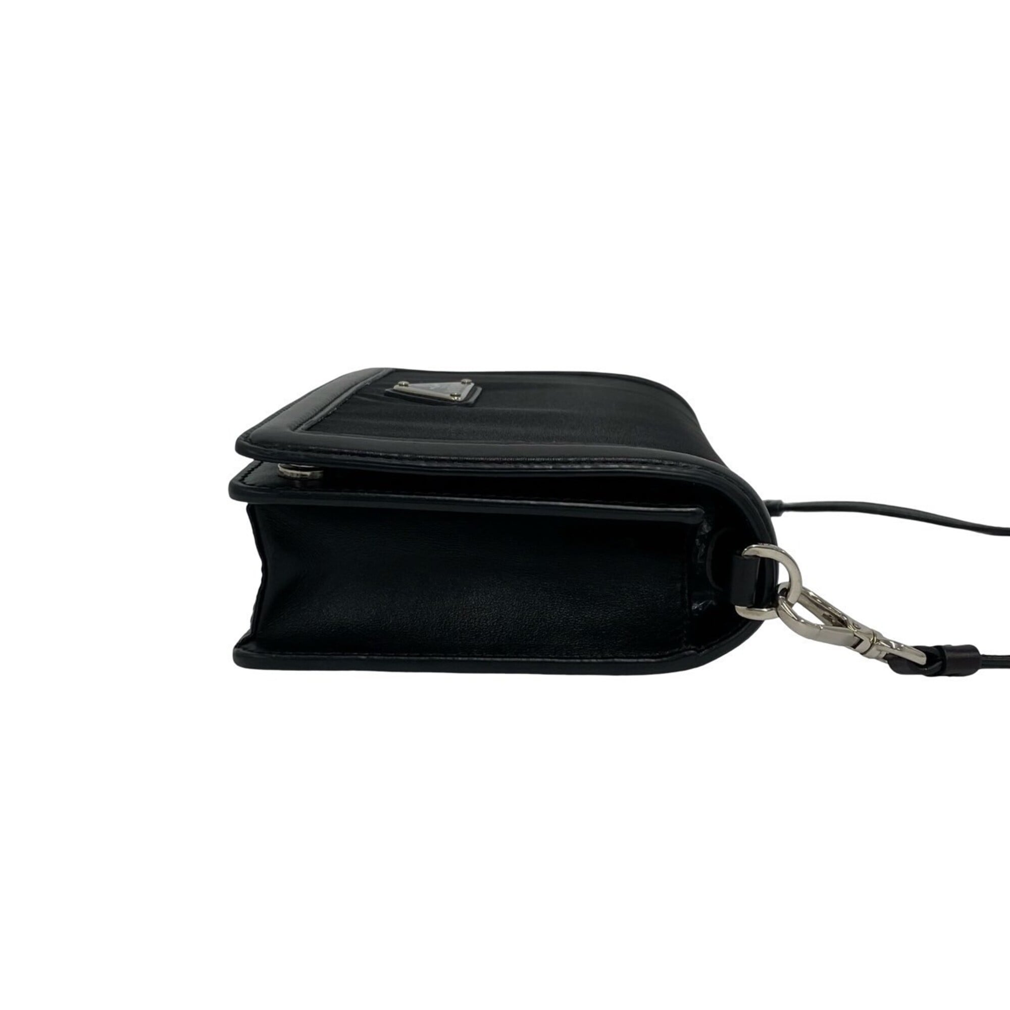 Prada Black Nylon Leather Handbag Shoulder Bag (Pre-Owned)
