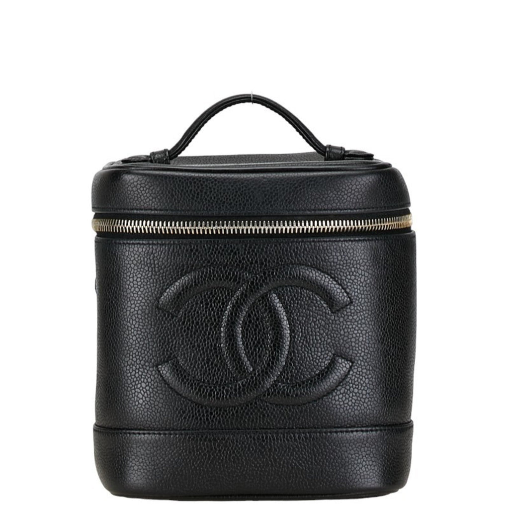 Chanel Caviar Skin Black Gold Caviar Leather Handbag Vanity Bag (Pre-Owned)